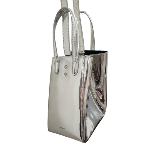 X NIHILO Silver Metallic Tote Bag Crossbody Purse Structured Modern Designer - Picture 3 of 16